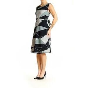 Ann Taylor Factory Navy Geometric Print Sleeveless Dress Size 14 NWT